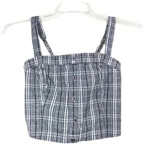 Hollister Gray Plaid Cropped Tank Top Sz S